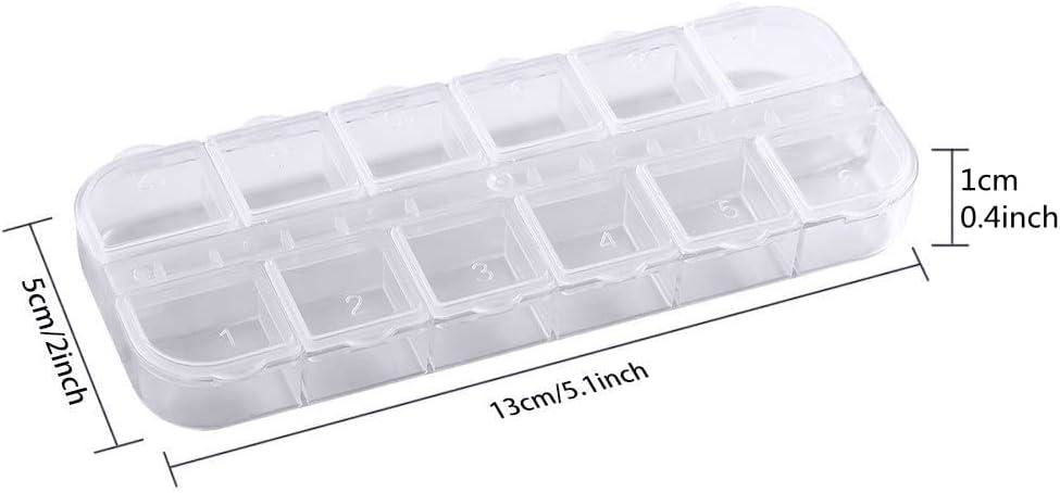 Empty Nail Art Jewelry Storage Box, 12 Grids Clear Plastic Rhinestone Organizer  2