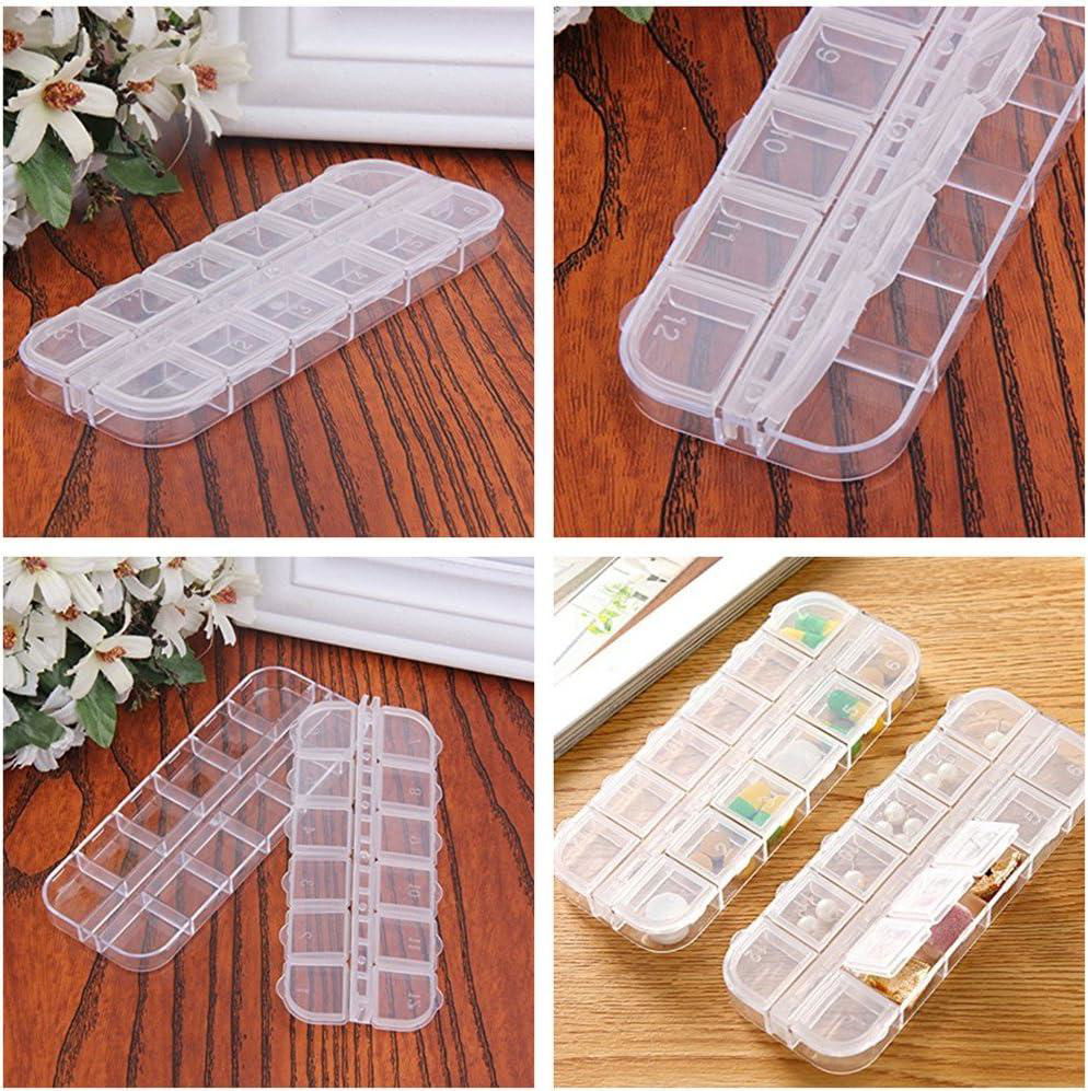 Empty Nail Art Jewelry Storage Box, 12 Grids Clear Plastic Rhinestone Organizer  5