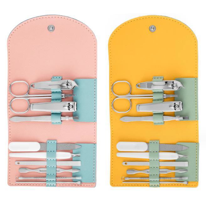 Nail Care Kit Manicure Set Nail Care Tools with Colored Leather Bag 2