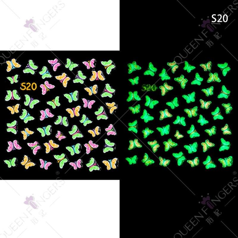 Night Glow 5D Embossed Nail Decals Self-Adhesive Nail Sticker  Nail Accessories  3