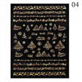 Xmas Laser Gold Plated Nail Stickers  Elk Snow Flake Nail Tips  7