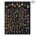 Xmas Laser Gold Plated Nail Stickers  Elk Snow Flake Nail Tips  9