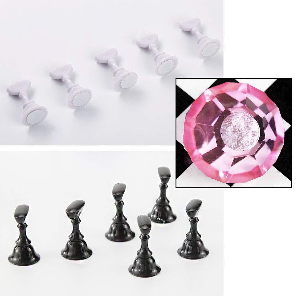 Magnetic Nail Stand Tips Holders Crystal Holder Chessboard  Nail Art Training  2