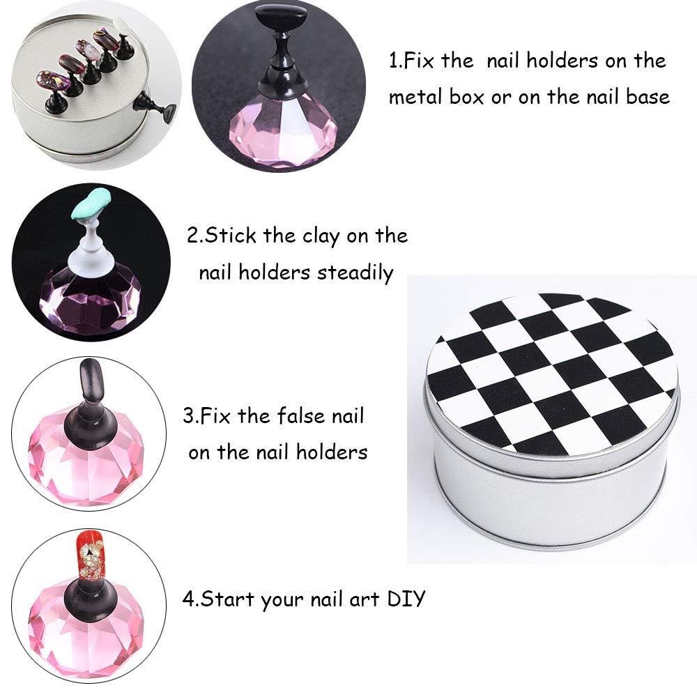 Magnetic Nail Stand Tips Holders Crystal Holder Chessboard  Nail Art Training  3
