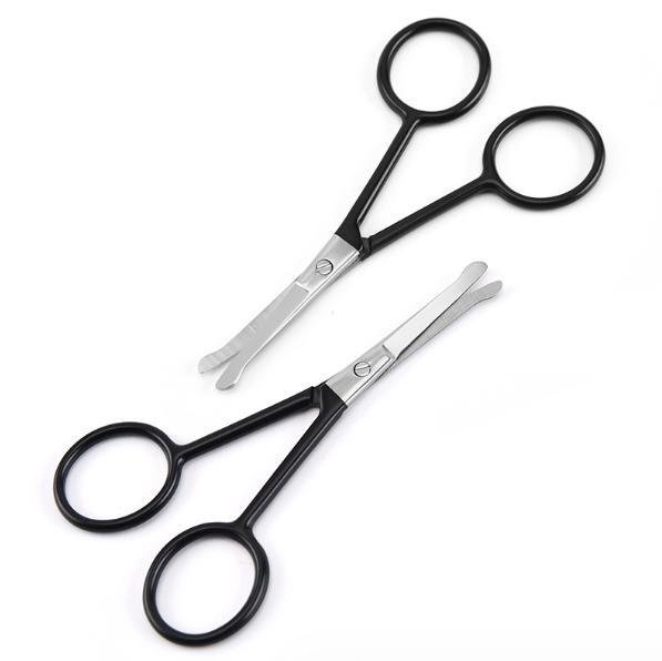  Stainless Steel Facial Hair Scissors Black Ring handle Round Tip  Small Scissor 2