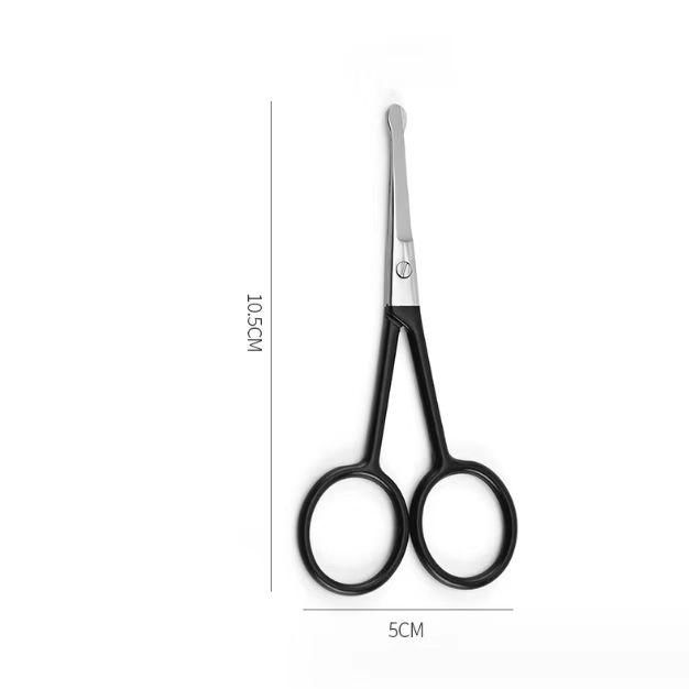  Stainless Steel Facial Hair Scissors Black Ring handle Round Tip  Small Scissor 3