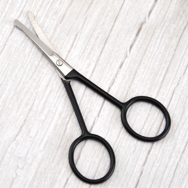  Stainless Steel Facial Hair Scissors Black Ring handle Round Tip  Small Scissor 4