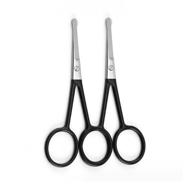  Stainless Steel Facial Hair Scissors Black Ring handle Round Tip  Small Scissor 5