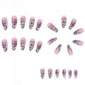 Almond Press On Nails Elegant Fflowers Glue On Nails Middle Length  2