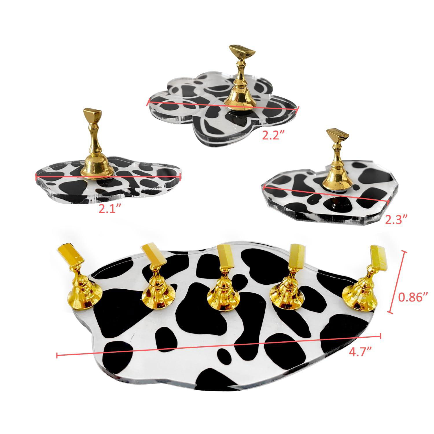 Nail Art Practise Holder Nail Tip Display Work Stand Set Cow Print  Magnetic  5