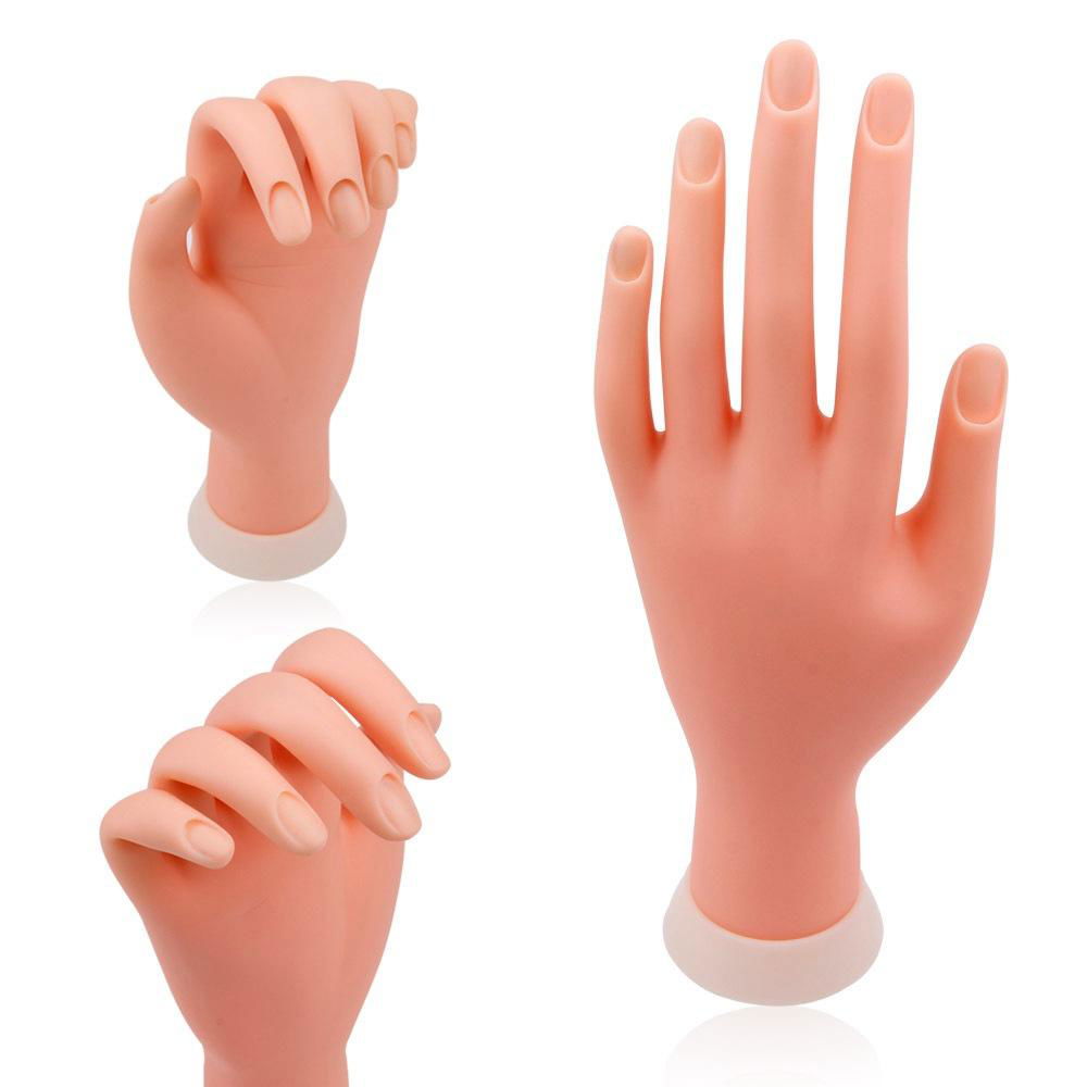 Nail Art Practise Fake Hand Bendable Fake Nail Insertable Silicone Made  2