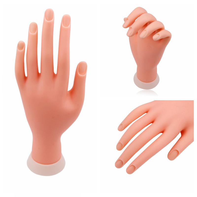 Nail Art Practise Fake Hand Bendable Fake Nail Insertable Silicone Made 