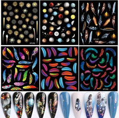 Nail Art Stickers for Women Feather Nail Decals Planet Nail Design Fireworks Nai