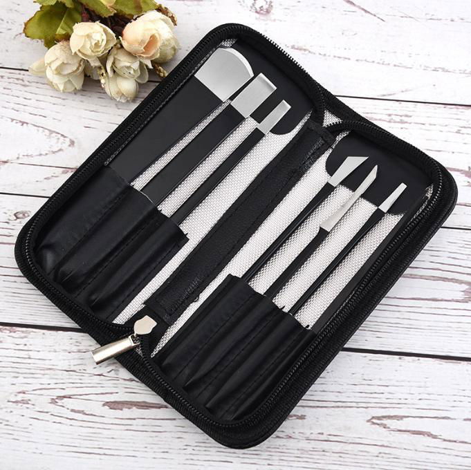 7pcs Pedicure Knife Set Ingrown Toenail Tools with PU Storage Bag High Manganese 2