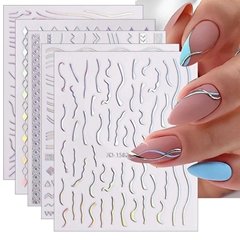Silver Stripes Nail Stickers Self Stick Nail Decals Nail Tips 