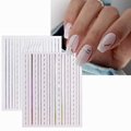 Silver Stripes Nail Stickers Self Stick Nail Decals Nail Tips 