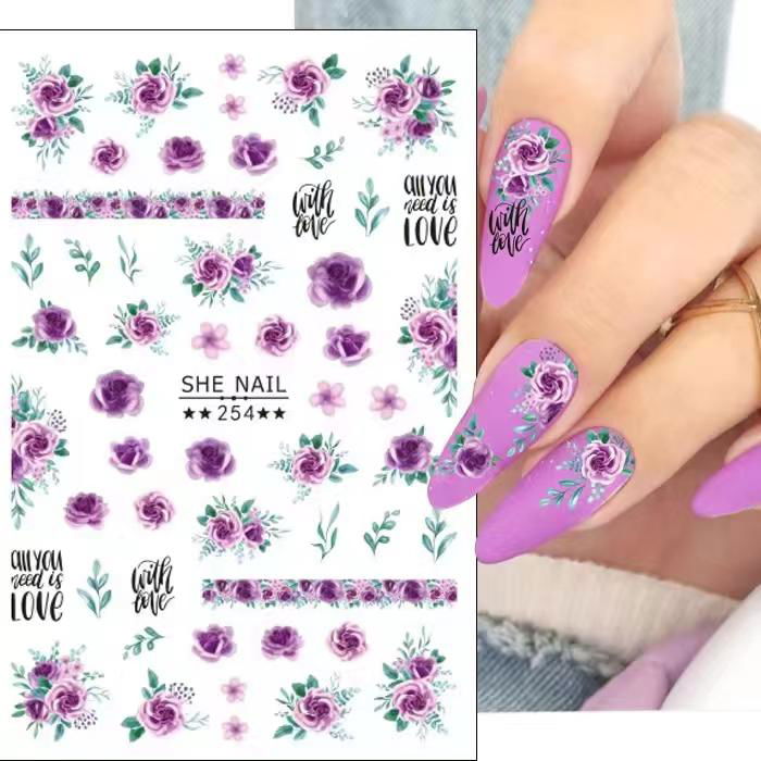 Flower Nail Art Stickers Decals Water Transfer  Nail Tips Wholesale   2