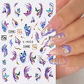 Marble Wave Flower Nail Stickers 3D Self