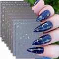  Moon Star Nail Stickers, 3D Self-Adhesive Art Decals Stars Sun Design Stickers  1