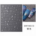 Sun Moon Star Nail Stickers Self Adhesive Silver Gold Nail Decals Nail Tips  2