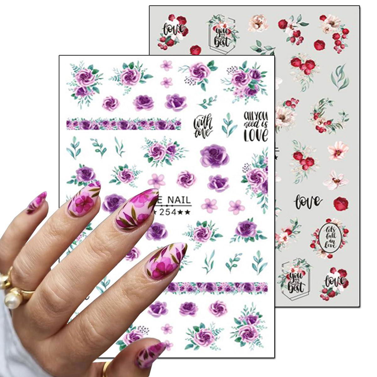 Flower Nail Art Stickers Decals Water Transfer  Nail Tips Wholesale   3