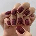 Stick On Nails Short Wine Red Fake Nails