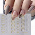  French Line Nail Stickers Gold Silver Rose Gold Line Nail Decals 3D Self Sticky 7