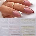  French Line Nail Stickers Gold Silver Rose Gold Line Nail Decals 3D Self Sticky 8
