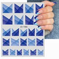 Semi Transparent French Nail Stickers 3D Self-Adhesive Black and White Stripe Ha 4