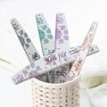 Different Grit Wooden Nail Files and Buffers, Flower Pattern Emery Board 