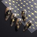 Shiny Gold Stars Nail Stickers Silver 3D Four-Pointed Star Nail Decals Starlight