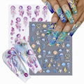 5D Embossed Seashell Starfish Nail Art Stickers Self Adhesive Marine Life Nail D