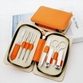 Manicure Set  6/8/10 IN 1 Nail Grooming Set Orange Leather Case 