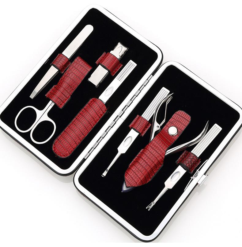 Red Manicure Set 7 Quality Nail Trimming Set With False Leather Case  5