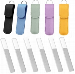 Crystal Fingernail File with Case Double-Sided Etched Nano Fingernail File  