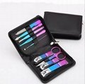 Blue Purple Manicure Set  9 In 1  tool with Zipper Travel Case Nail Clipper Kit 