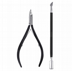 Cuticle Trimmer with Cuticle Pusher Set S/S Cutter Professional  Nail Care Set