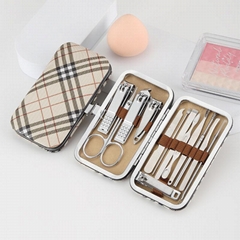 Twill  Leather Case Manicure Set Nail Care Tool Set Nail Trimming Set 