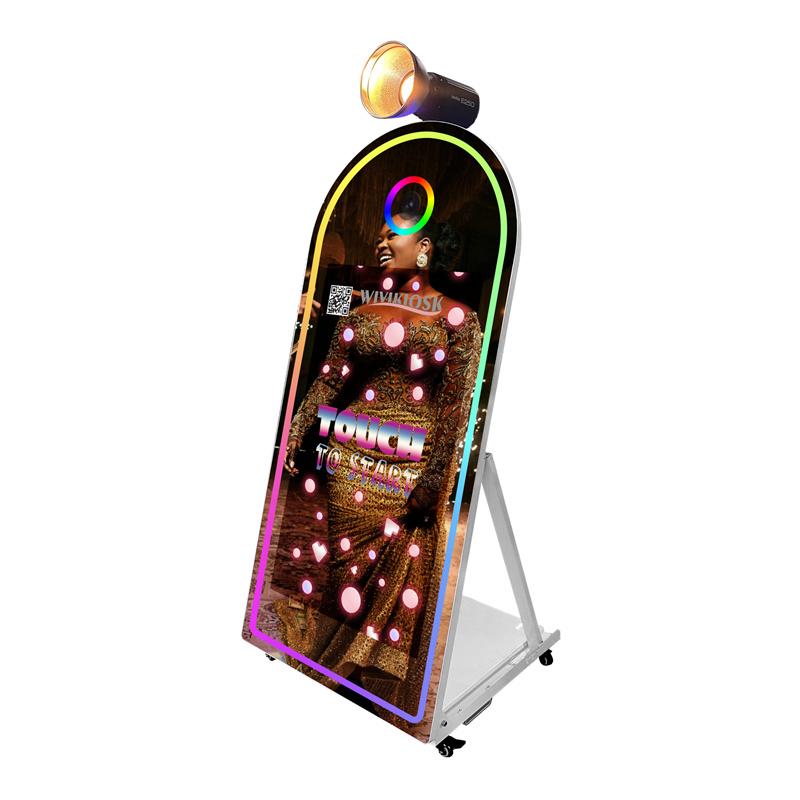 65 inch mirror glass with 43 inch touch screen arc-shaped mirror photo booth 6