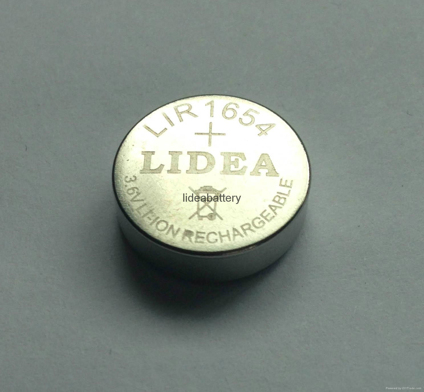 3.6V可充电锂离子扣式电池LIR1654纽扣电池 2