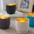 Ceramic candle cup with shiny reflection