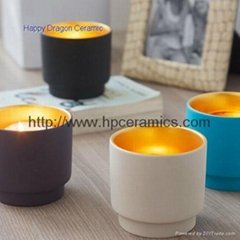 Ceramic candle cup with shiny reflection, candle containers& vessel
