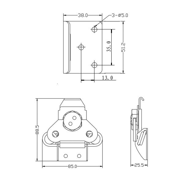 Latch of wooden case with keeper plate zinc plating finish 2