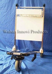 Steel airport baggage trolley with brake