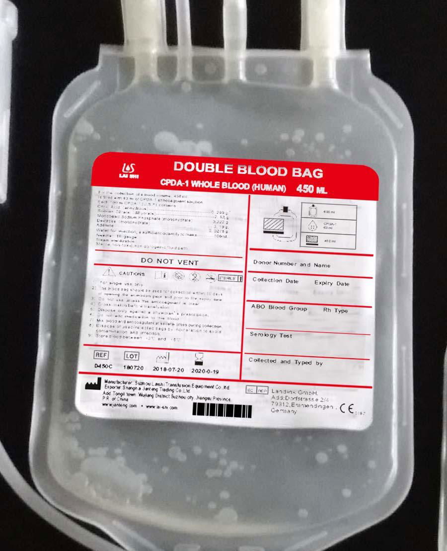 Roll welding Medical PVC double blood bag 3