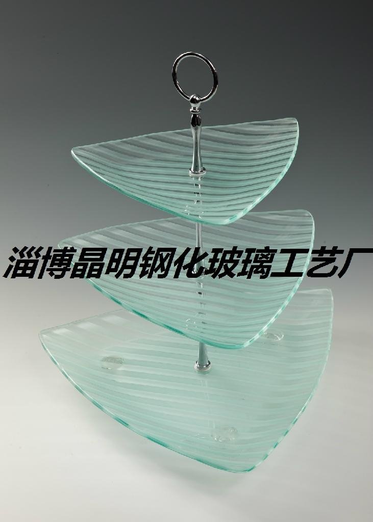 多層鋼化玻璃果盤 2