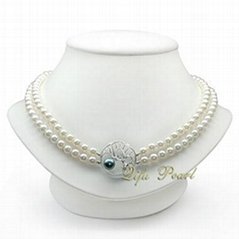 6.5-7.5mm AA Double Rowed Freshwater Pearl Necklace