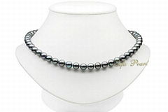 7.5-8mm Black Akoya Pearl Necklace 