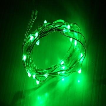 绿LED 银线灯串6V电池盒30灯10cm灯距
