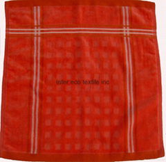 Velvet yarn dyed cotton face towel